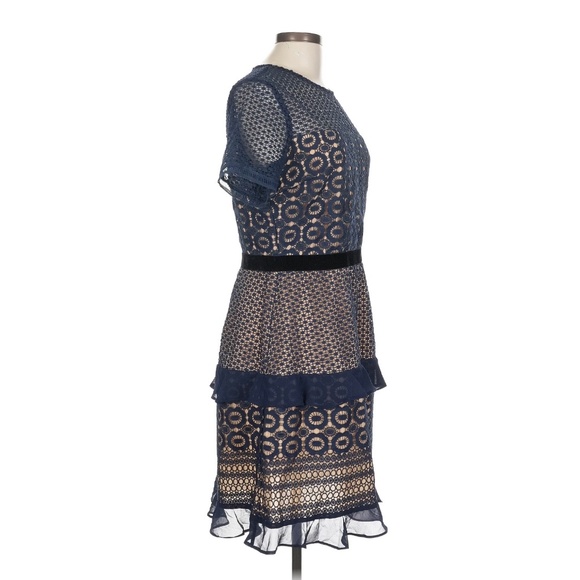 Navy Blue Lace Cocktail Dress - Picture 9 of 11